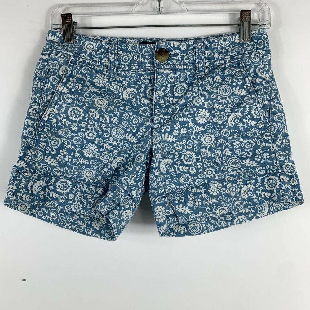 American Eagle Shorts Women's Size 00 Midi Floral Print Low Rise Stretch Pockets